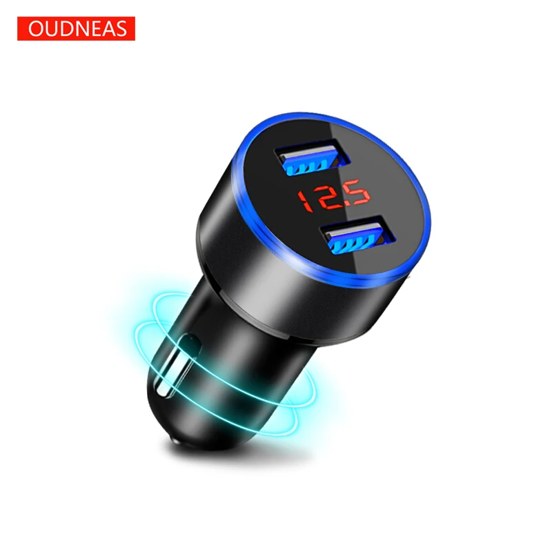 OUDNEAS 2 зарядных порта USB для автомобиля Зарядное устройство цифровой светодиодный Дисплей 5V 3.1A устройства для быстрой зарядки из алюминиевого сплава Напряжение мониторинга для iPhone для samsung