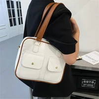 fashion simple womens handbag large capacity shoulder bag female pu leather luxury designer square retro tote bag crossbody bag