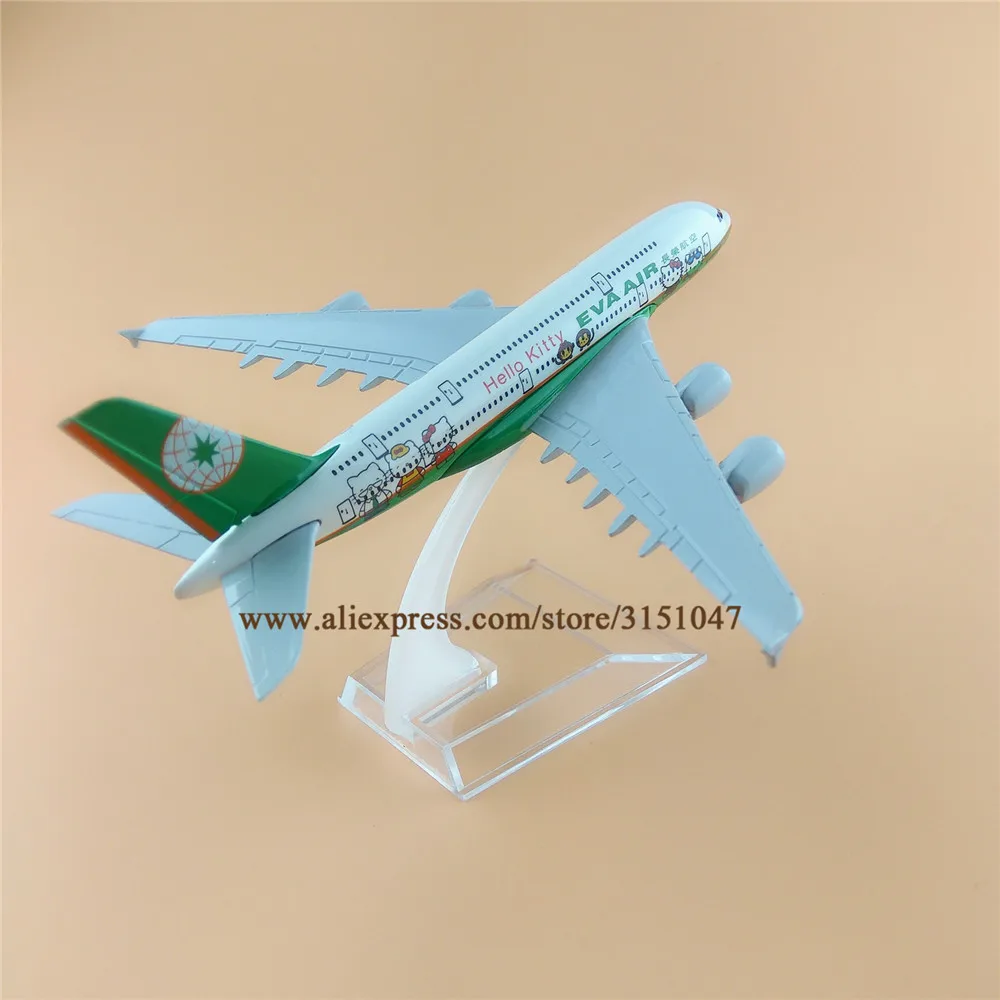 EVA Air A380 Airbus 380 Airlines Green Airplane Model Airways Alloy Metal Plane Diecast Aircraft 16cm | Игрушки и хобби