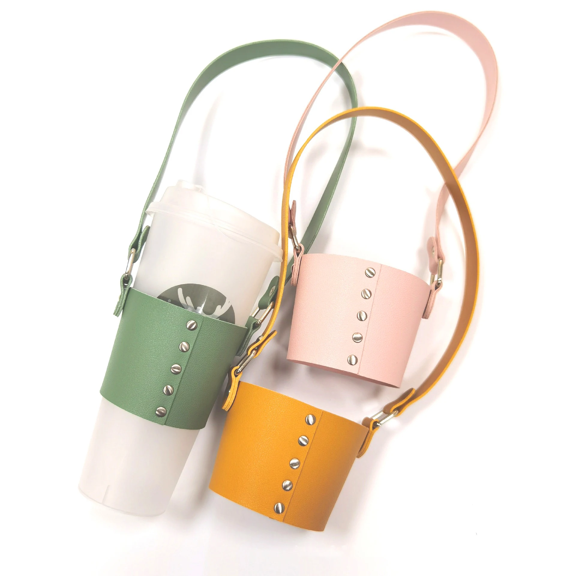 Кофейные чашки многоразовый кожаный держатель для кофейной с ручкой портативная