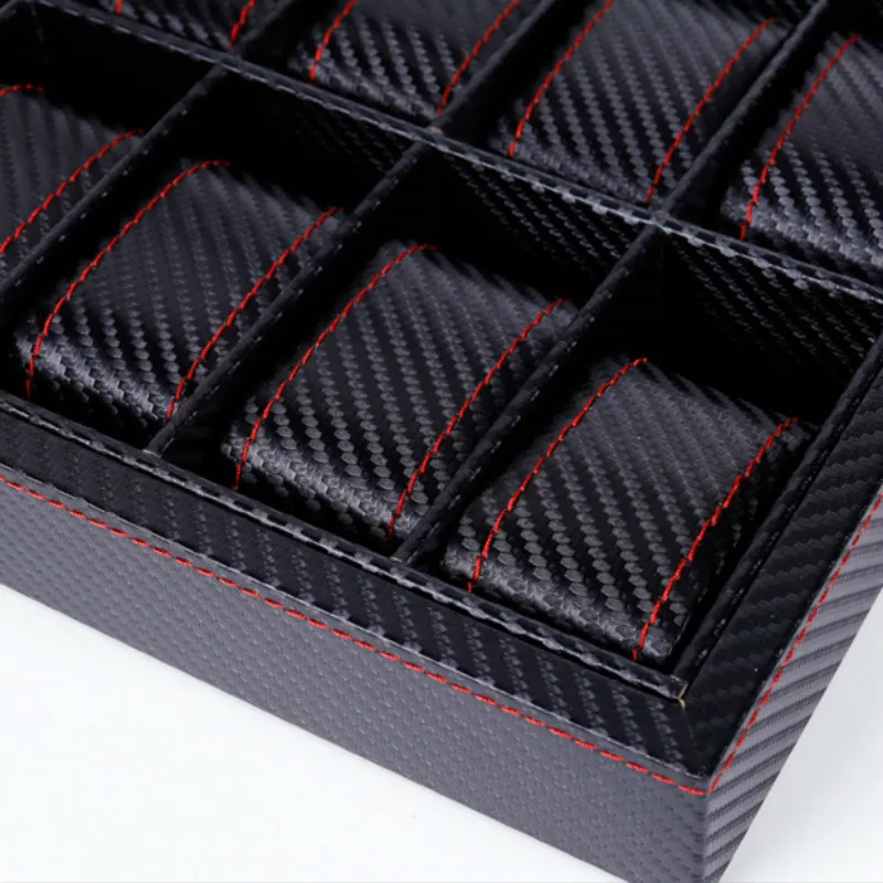 

Carbon Fiber PU Leather 6-digit Watch Box Jewelry Packaging Display Box Watch Storage Box Watch Organizer