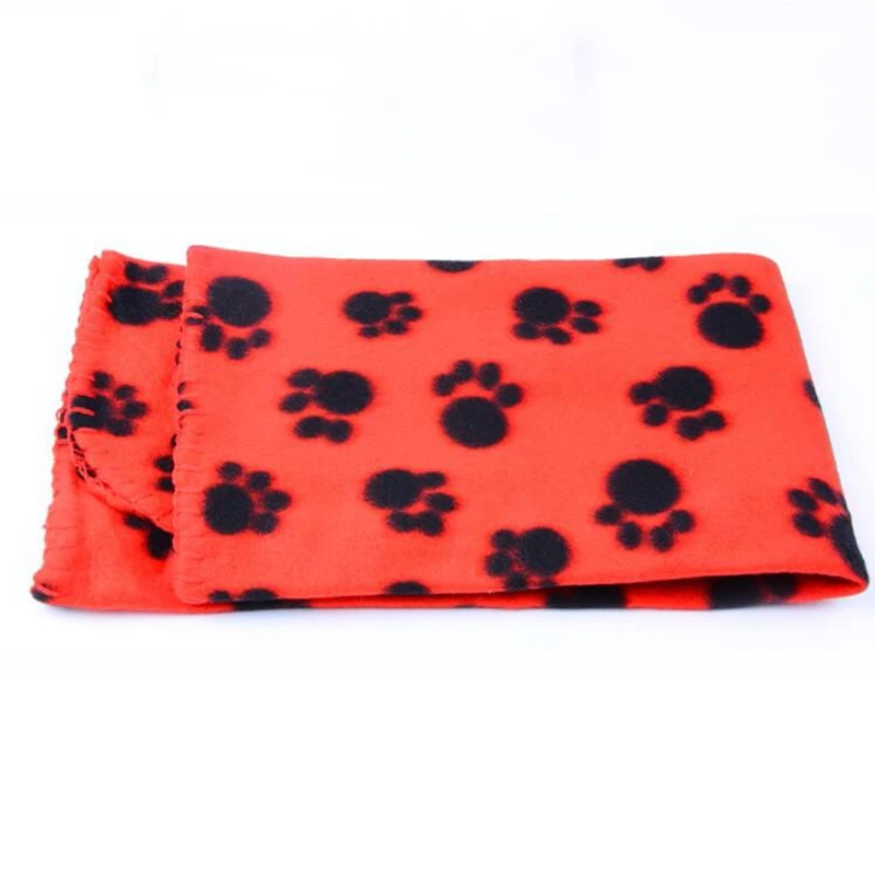 Фланелевый милый лежак с принтом лап для щенков мягкое одеяло маленьких собак