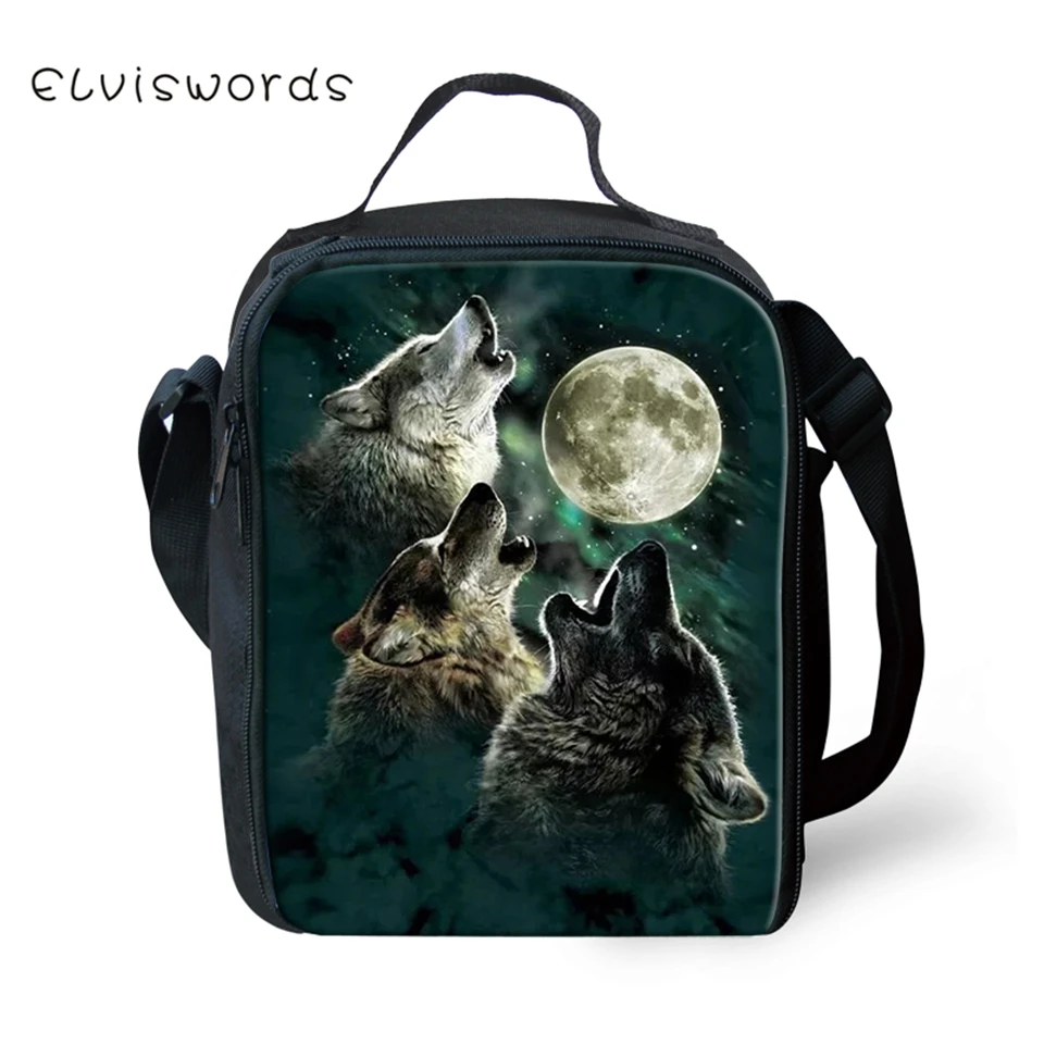 ELVISWORDS детская Термосумка для пищи &quotFantasy Wolf&quot с узором маленьких мальчиков