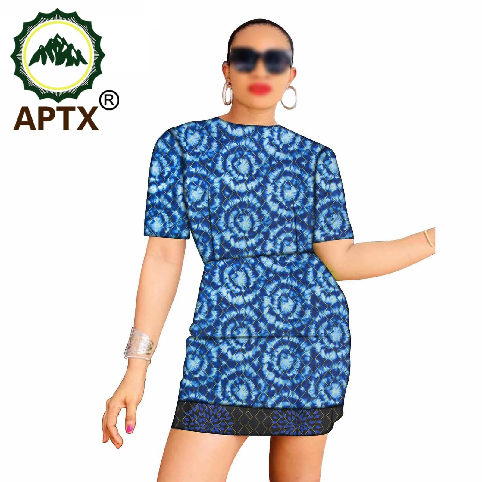 African Clothing For Women Floral Dress Dashiki Ankara Style Knee Length Short Sleeve Crew Neck Sexy Skirt Pure Cotton Casual