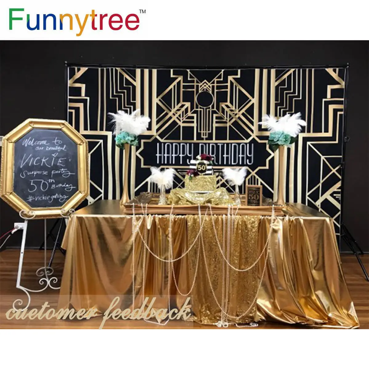 Funnytree большой Гэтсби Свадебный Фотофон Декор баннер сладкий 16 День Рождения