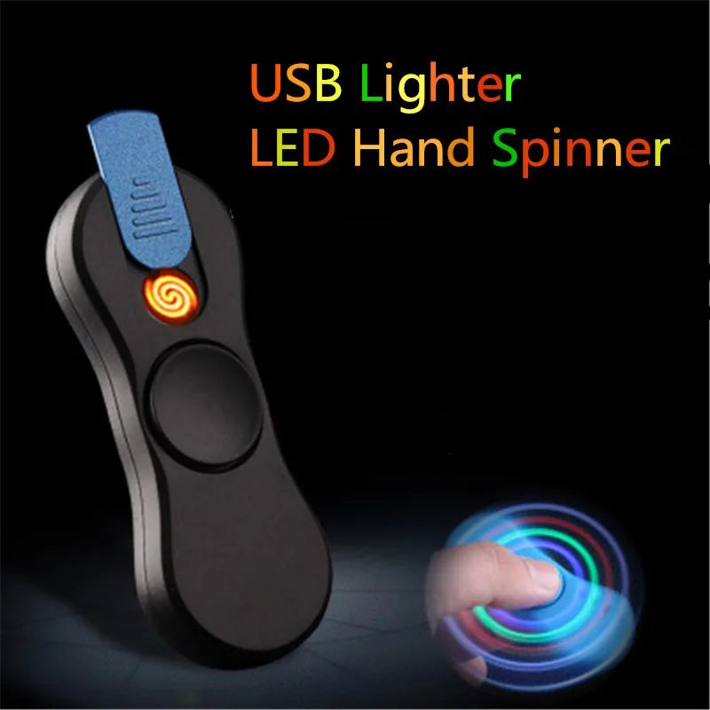 LED ручной Спиннер электронная сигарета зажигалки беспламенный USB электрическая