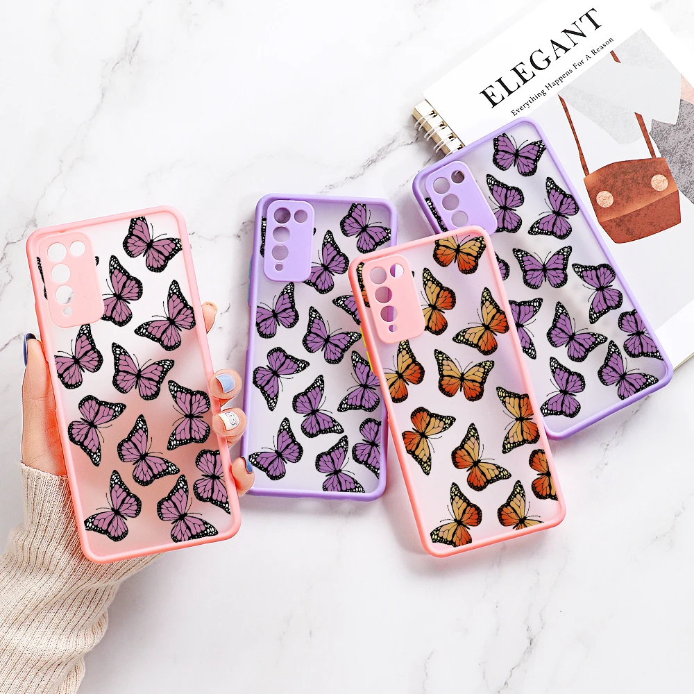 

Cases For Honor 10 Lite Case Matte Phone Cover Huawei Honor 8A Prime Pro G10 30S 9i Play 9A Mate 10 Lite 9X 30 Fundas Butterfly