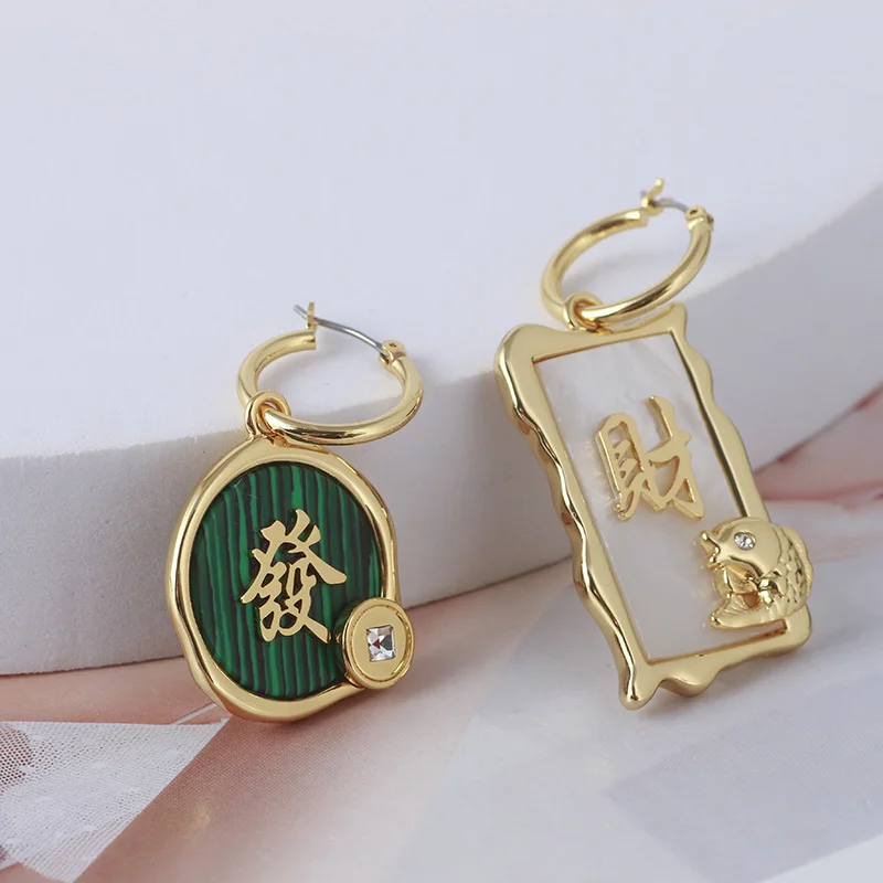 

China traditional style chinese characters natural stone earrings drop measure meaning earrings dangles