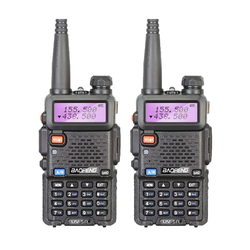2 шт BaoFeng UV-5R рация 5 Вт двухдиапазонный 136-174 МГц/400-520 МГц UV5R 128CH VOX фонарик fm-приемопередатчик для радиолюбителей - Цвет: UV-5R-Black-2pcs