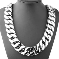 31mm wide shiny cuba big necklace men hip hop stainless steel jewelry hand polished casting bracelet hiphop tide jewelry