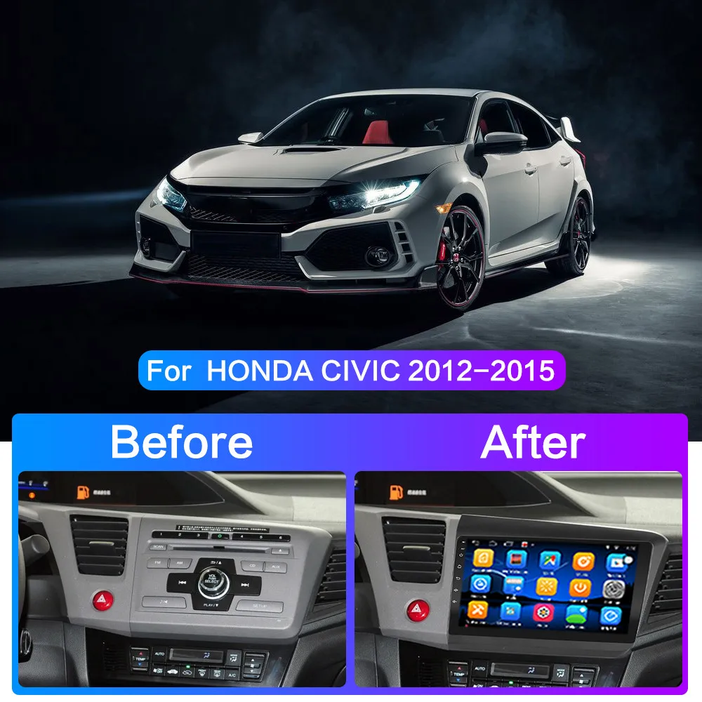 Автомобильный мультимедийный плеер для HONDA CIVIC 2012 2013 2014 2015 Android 9 0 навигация 4 Гб + 64