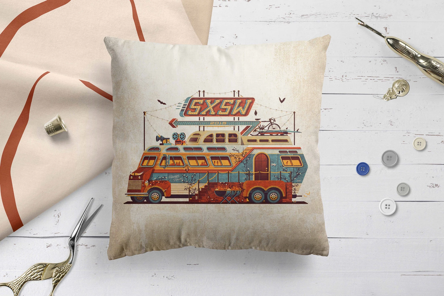 

Retro Car Printing Pillowcase Cushion Cover Decorative Pillows Throw Pillow Case Home Decor Living Room Sofa Seat Pillow