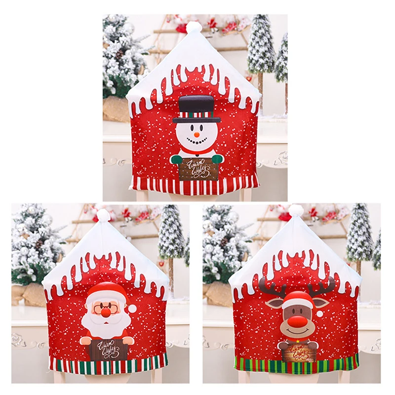 3 Pcs Christmas Chair Covers Dining Seat Santa Claus ELK Snowman Party Decor Home Decorations | Дом и сад