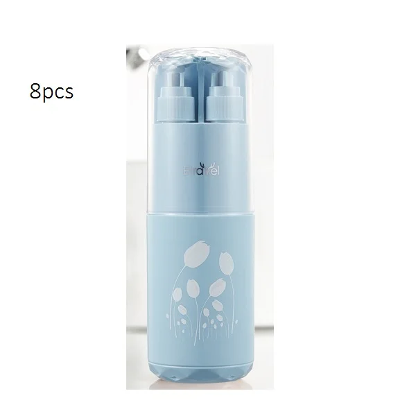8pcs Blue Дорожные чистые наборы, набор для мытья на открытом воздухе, портативный набор для мытья 5 шт., 8 шт., набор для мытья зубной щетки, стакан для зеркального полотенца, лосьон, отдельные коробки, гребень - Цвет: 8pcs Blue