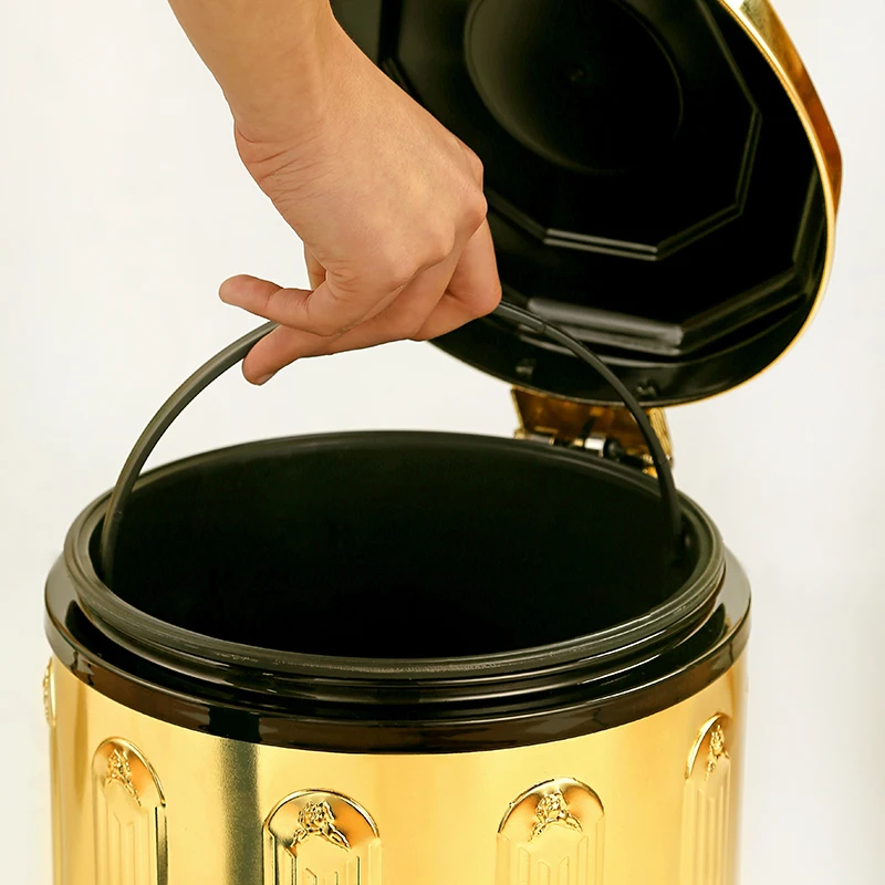 Золотистый роскошный Европейский Золотой мусорный бак для дома роскошная