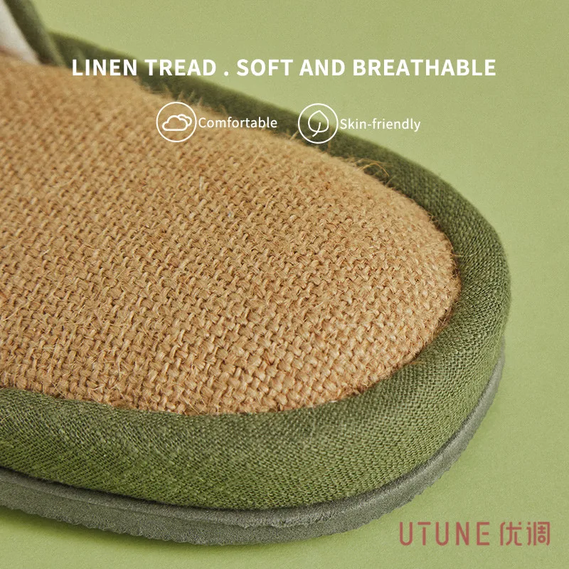 

UTUNE Guest Slippers Women Linen Summer Slides Spring Hemp Shoes Indoor Floor Men Slipper Autumn Light Breatable Soft Deodorant