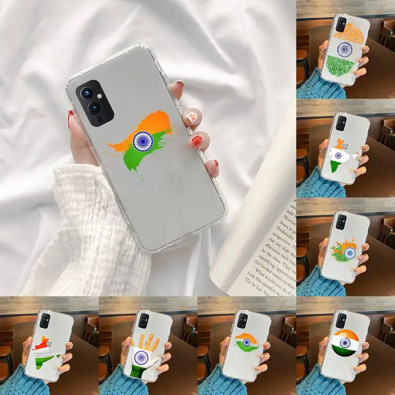 

Indian flag Phone Case Transparent For OnePlus 9 8 7 7t 8t Oppo find X3 X2 reno5 Vivo X60 X50 Pro MeiZu 17 16XS