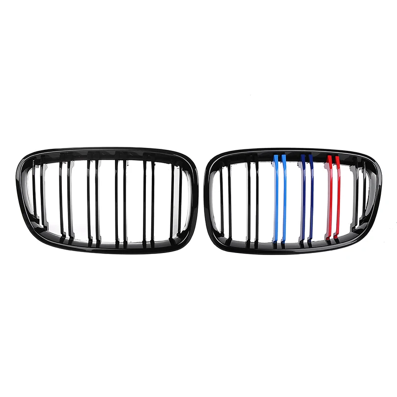 Автомобильный глянцевый черный M-Color 2 Slat Line передний центральный гриль для почек