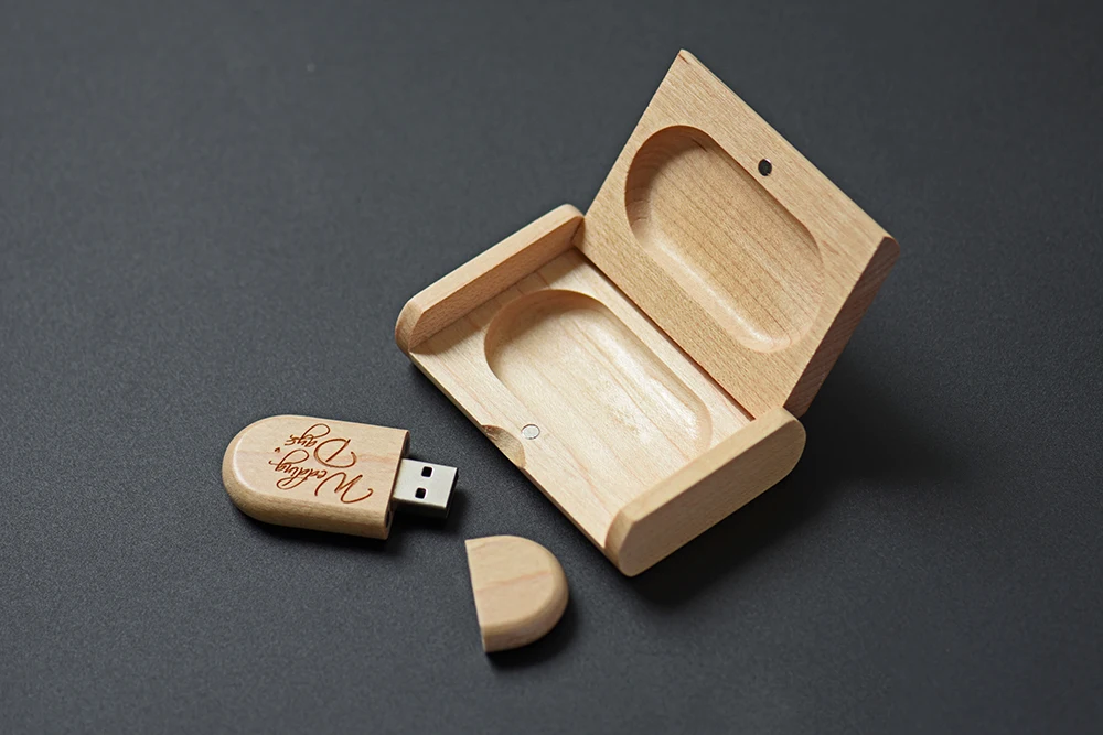 (1 PCS Free LOGO) Holz mit Box USB-Flash-Laufwerke 64 GB Fotografie USB 2.0 Memory Stick 32 GB Hochzeitsgeschenk Pen Drive 16 GB U Disk – Detail 3