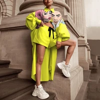 2021 new spring sets for women long blouse short pants printed lantern sleeve fashion high street wear clothes two pieces sets