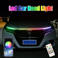 car led hood light strip multicolor waterproof flexible auto decorative atmosphere lamp daytime running lighting 12v universal