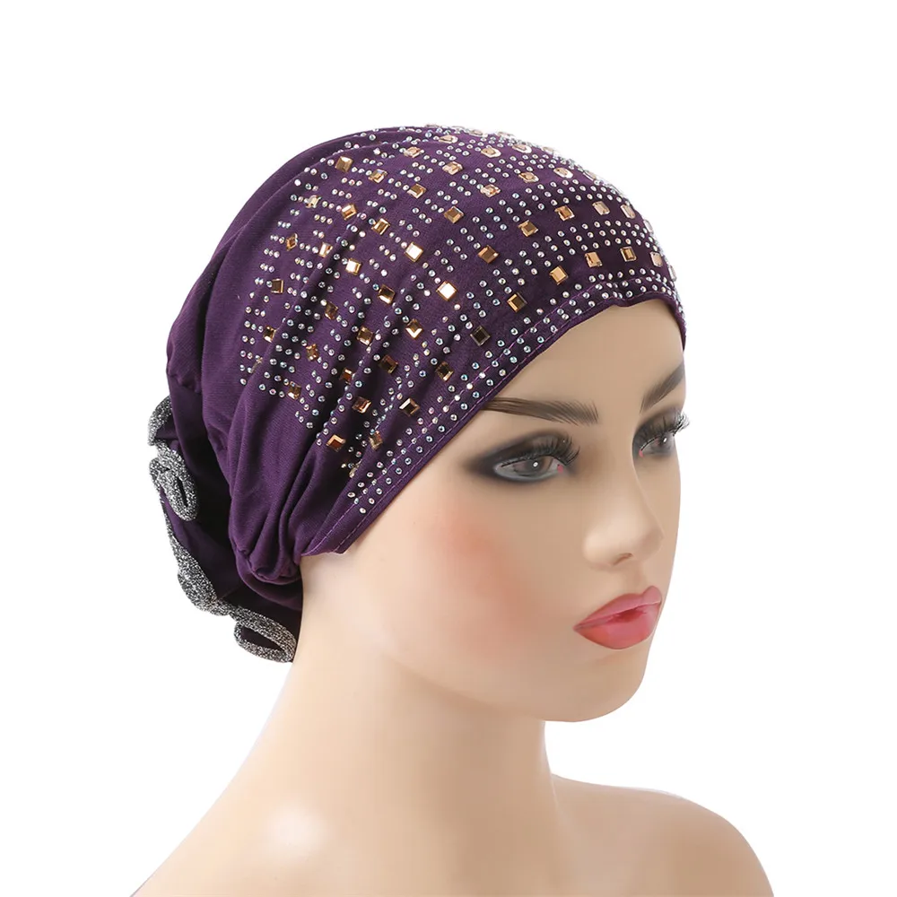 Women Muslim Indian Hats Islamic Head Cover Turban Hot Drilling Caps Arab Beanie Skullies Amira Wrap Sequins Hair Loss New | Аксессуары