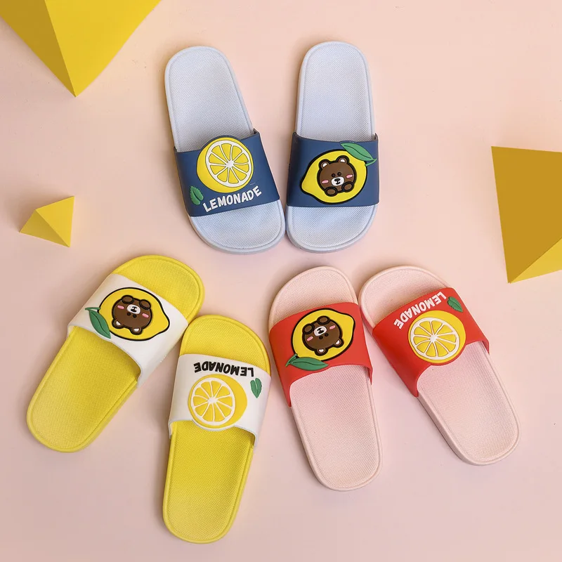 

Summer Children Slippers Boys Beach Sandals Cartoon Kids Shoes Bathroom Flip Flops Home Girls Floor Shoes Parent-child Slippers