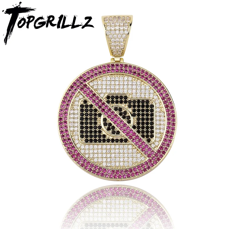 Кулон и ожерелье TOPGRILLZ золотистого серебристого цвета со сверкающими фианитами в