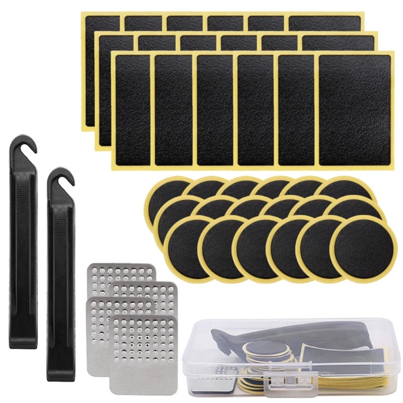 

1 Set Bicycle Tyre Puncture Repair Kit Bike Cycle Patches Patch Mountain Tool with 36 Adhesive Patches for Inner Tube Puncture