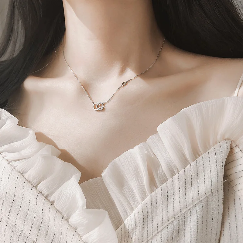 

925 Silver Women Fashion Jewelry 2021 Vintage Korean Fashion Clavicle Chain Simple Fresh And Elegant Frendship Necklace Choker