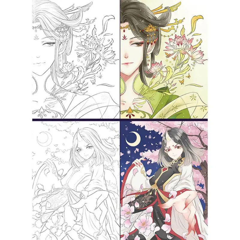 

Chinese Coloring Book Line Sketch Drawing Textbook Ancient Beauty Painting-book Dropshipping