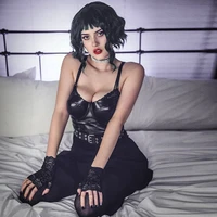 pu leather crop top women corset sleeveless black harajuku punk gothic cyber y2k egirl 90s aesthetic clothes sexy camisole top