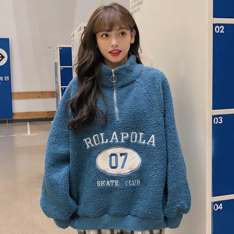 

Женская кашемировая толстовка с капюшоном, свободная модная утепленная куртка официанта в Корейском стиле Ins BF с флисовой подкладкой в стил...