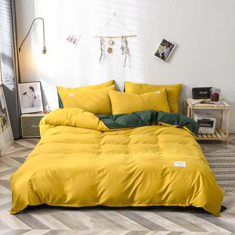 Зеленый и желтый Комплект постельного белья простыня для односпальной кровати
