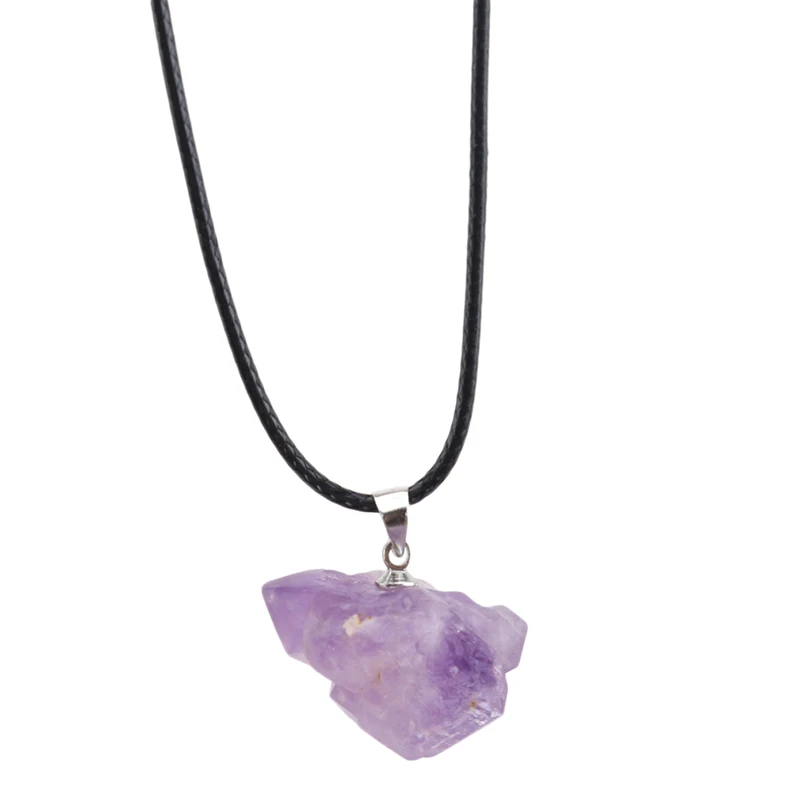 Ожерелье с подвеской из натурального камня бразильские кристаллы аметиста