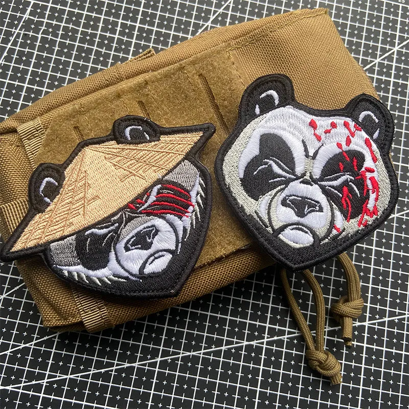 Соломенная шляпа с пандой тактические заплатки полностью вышитые кунг фу шапка