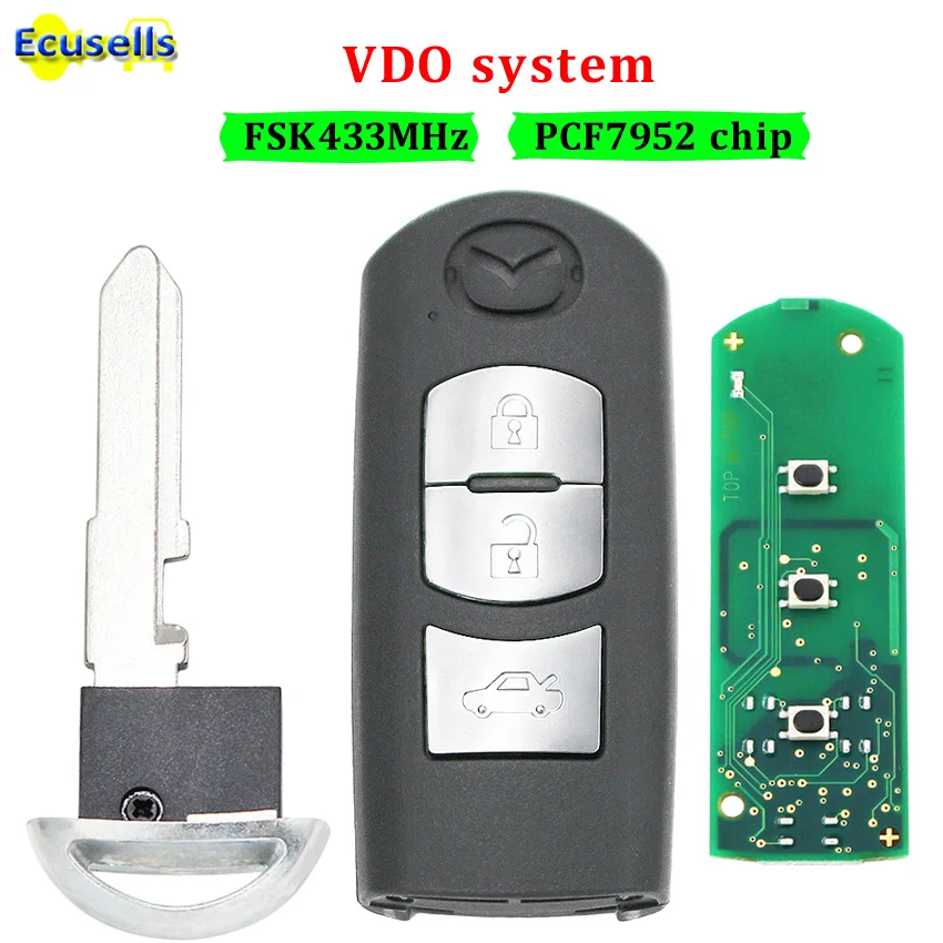 3 кнопки (кнопка багажника) FSK 433 МГц умный дистанционный ключ VDO система PCF7952 чип