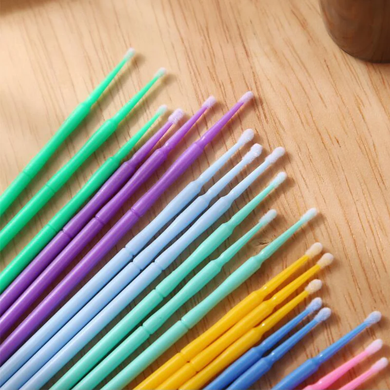 100pcs Наращивание ресниц Microbrush аппликаторы для хлопок кисточка палочка клей
