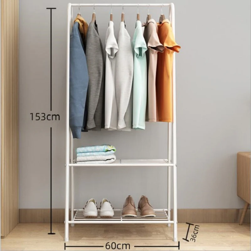 Multifunction Double Layer Coat Rack Floor Standing Clothes Hanging Storage Shelf Hanger Racks Simple Bedroom Furniture | Мебель