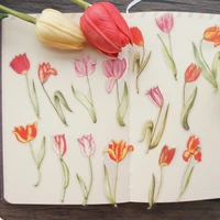 28pcs pencil drawing red tulips flower sticker scrapbooking diy gift packing label gift decor tag