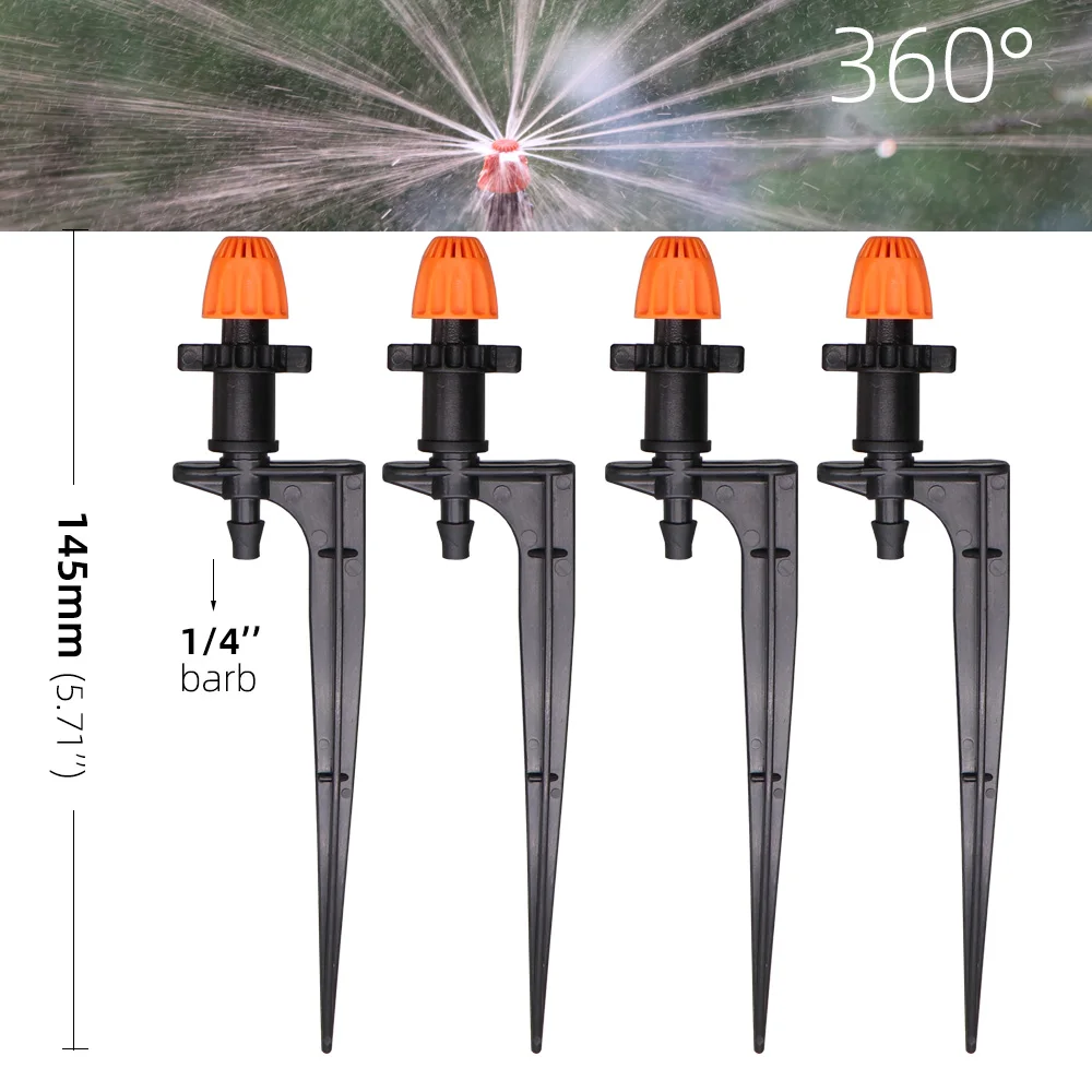 15PCS 90°/180°/360°/Strip Garden Watering Nozzles Irrigation Spraying Sprinklers Angle Optional Stakes Barbs Screw Connectors images - 6