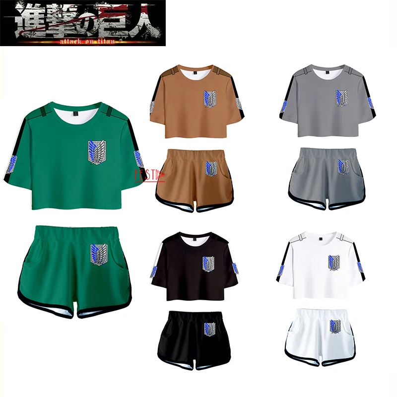 Новинка 2021 стильный костюм для косплея аниме атака на Титанов футболка женская