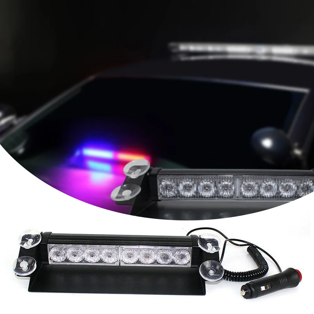 

Car Warning Light High Power 12V 8 LED Dash Sucker Strobe Lights Vehicle Aluminum Emergency Front Flashing Amber Lamp
