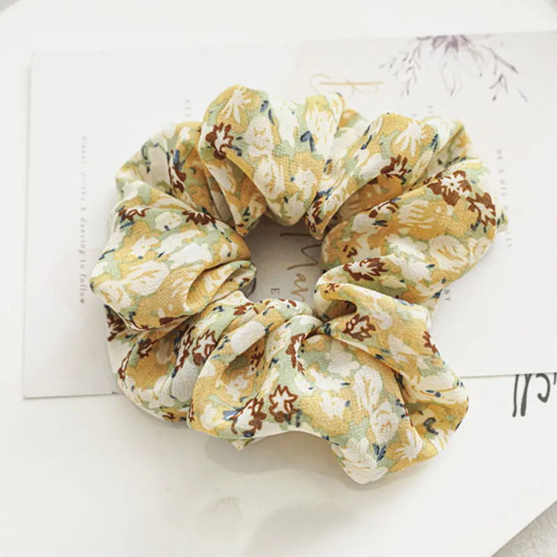 

Chiffon Floral Hair Rope Elastic Rubber Bands Hair Accessories For Women Soft Hair Rings Ponytail Headwear Girls Headwear 2021