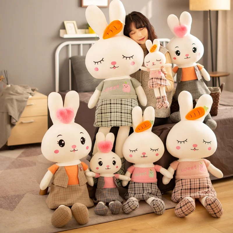 

130cm Cute Rabbit with Skirt Plush Toys Stuffed Lovely Bunny Dolls Soft Baby Accompany Animals Pillow Girls Kids Birthday Gifts
