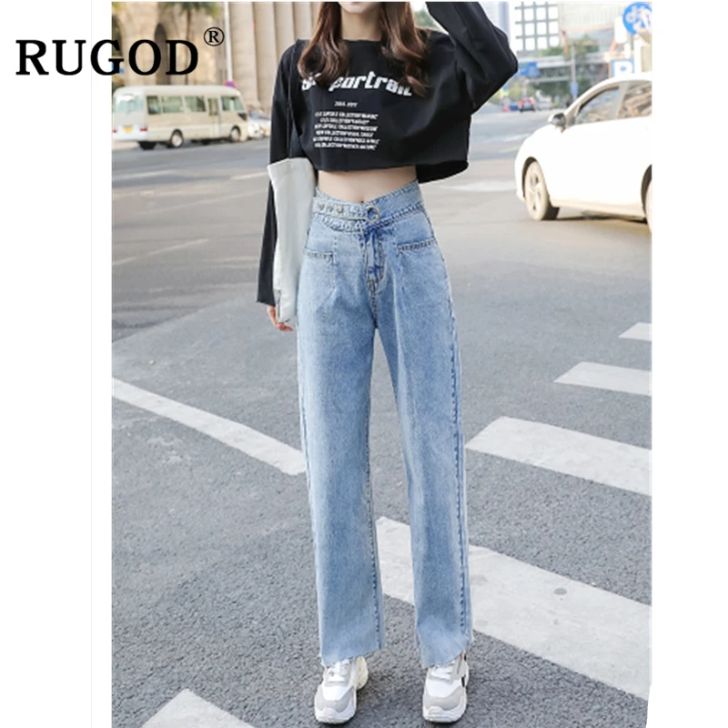 Женские джинсовые брюки RUGOD винтажные ковбойские штаны шаровары с высокой талией
