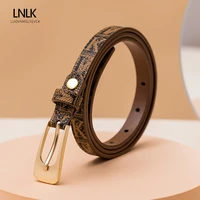 lnlk fashion high qulity women genuine leather belt fashion dress belt with single prong buckle