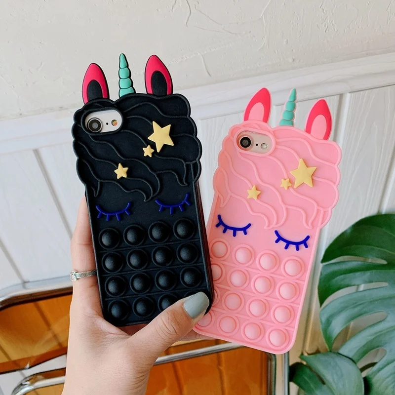 

for iPhone 12 Mini Relive Stress Silicone Phone Case for iPhone 11 Pro Max X Xs Xr 7 8 Plus Fidget Antistress Toys Bubble Cover