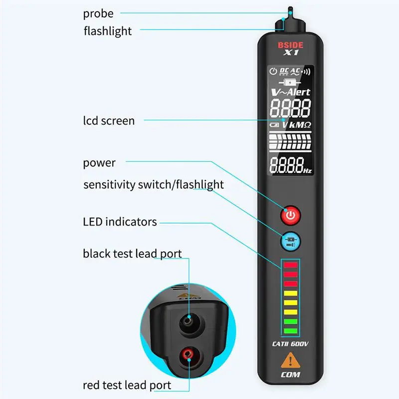 

BSIDE Voltage Tester Large LCD Live/Neutral Wire Check Breakpoint Locate Non Contact AC DC Voltage Sensor Pen