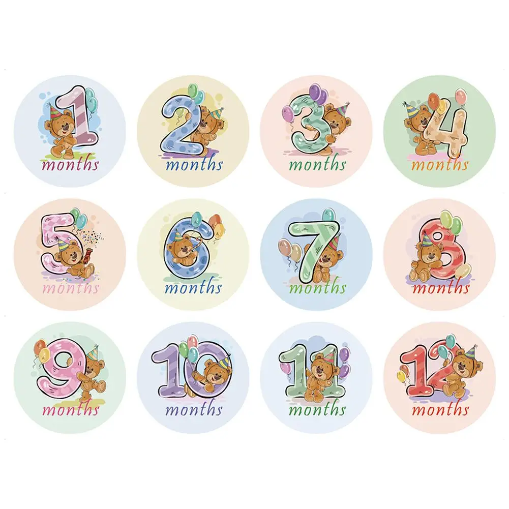 

12Pcs Month Sticker Baby Photography Milestone Memorial Monthly Newborn Kids Commemorative Card Number Photo Accessories Gifts
